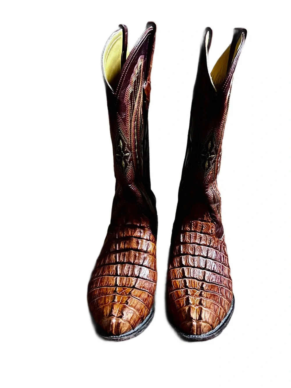 Ferrini ~ Vintage ~ Men’s 9 1/2 ~ Brown & Beige ~ Caiman Crocodile Leather Boots